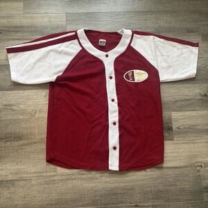 Vintage Mississippi State Bulldogs  90s Baseball Jersey Size Large Red & White